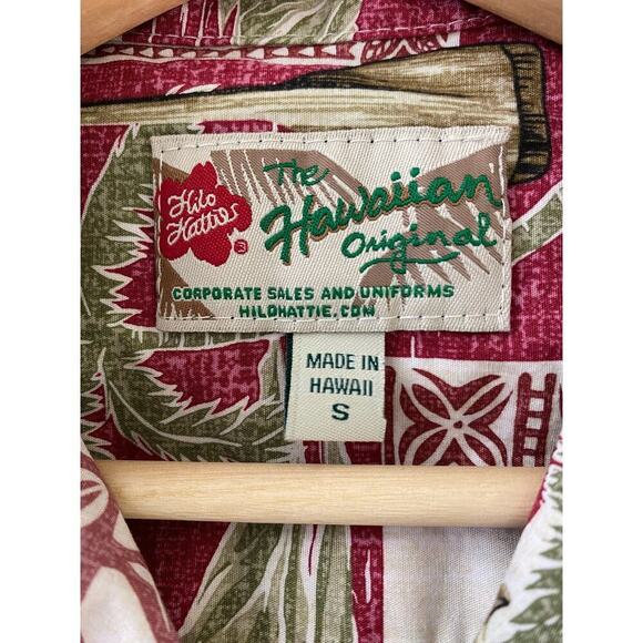 Hilo Hatties The Hawaiian Original Men's S Burgundy Retro Button Up Shirt - Picture 6 of 8